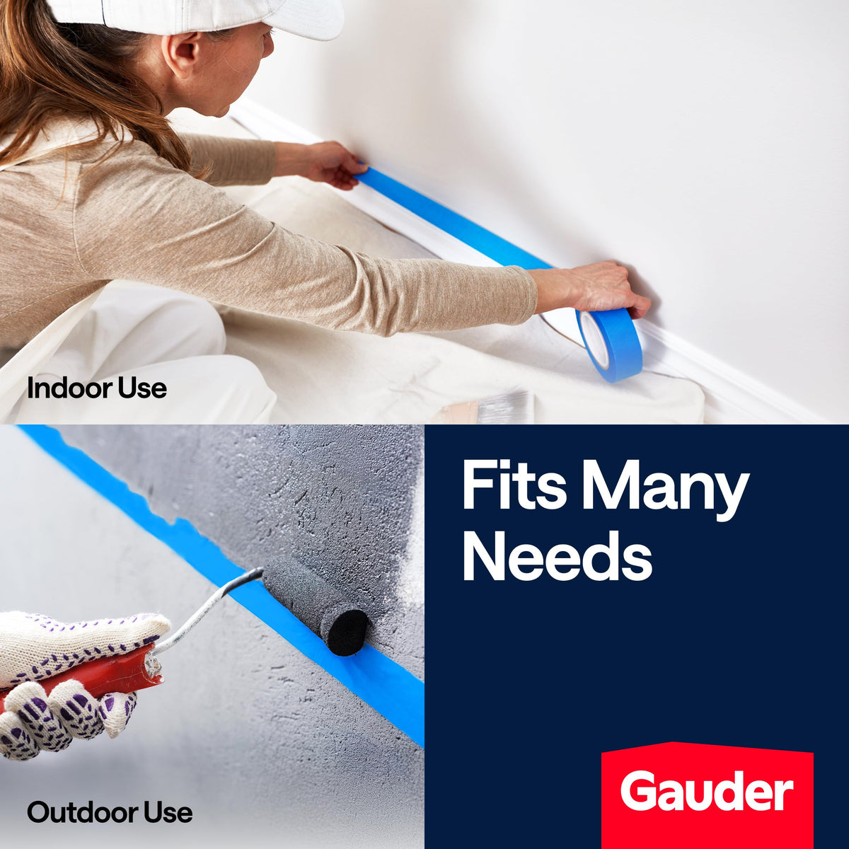 GAUDER Masking Tape for Painting, Blue Painters Tape (1 pc, 24 mm x 50 m)