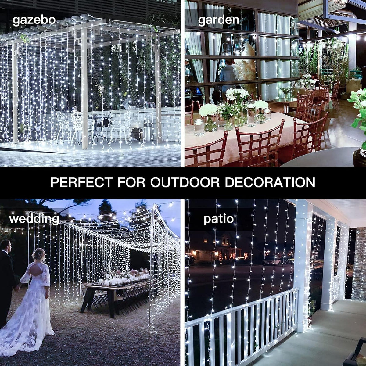 Ollny Curtain Fairy Lights, 300LED 3mx3m Waterfall Hanging String Lights