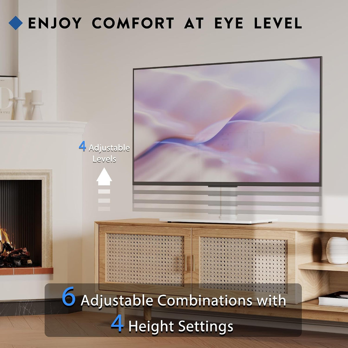 BONTEC Universal TV Stand for 24-60 Inch TVs, Height Adjustable, 45 kg