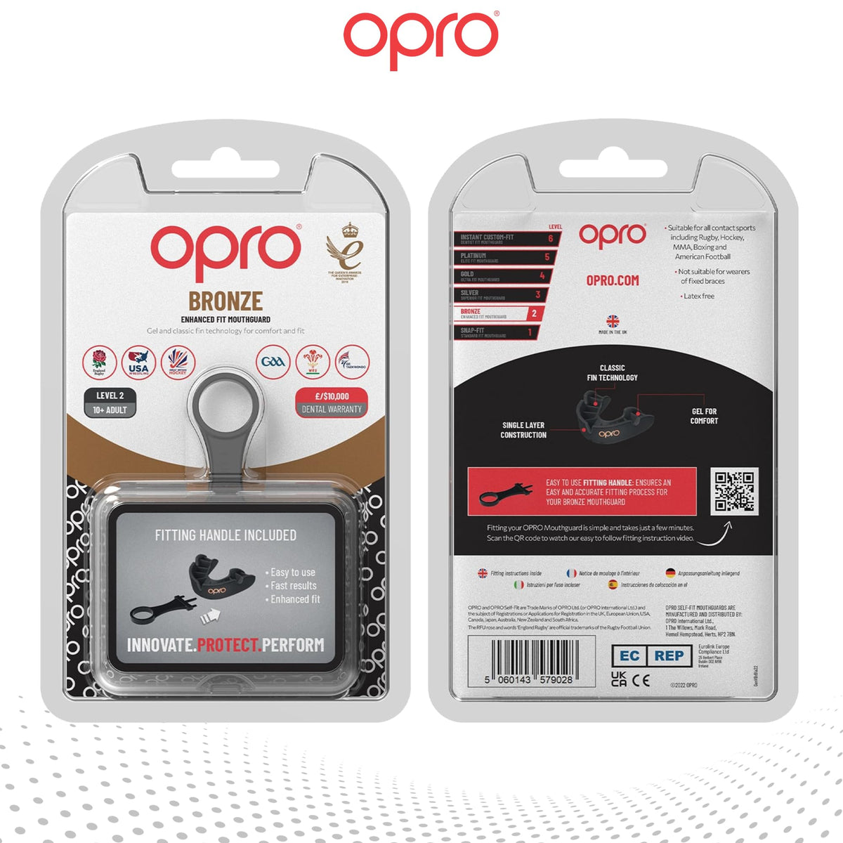 OPRO Bronze Level Mouthguard Essential Fit – Gum Shield Adult and Kids – OPRO Mouth Guard Boxing and MMA, Easy Self-Fit Gum Shield Rugby and Hockey – Enhanced Protection with Dental Warranty