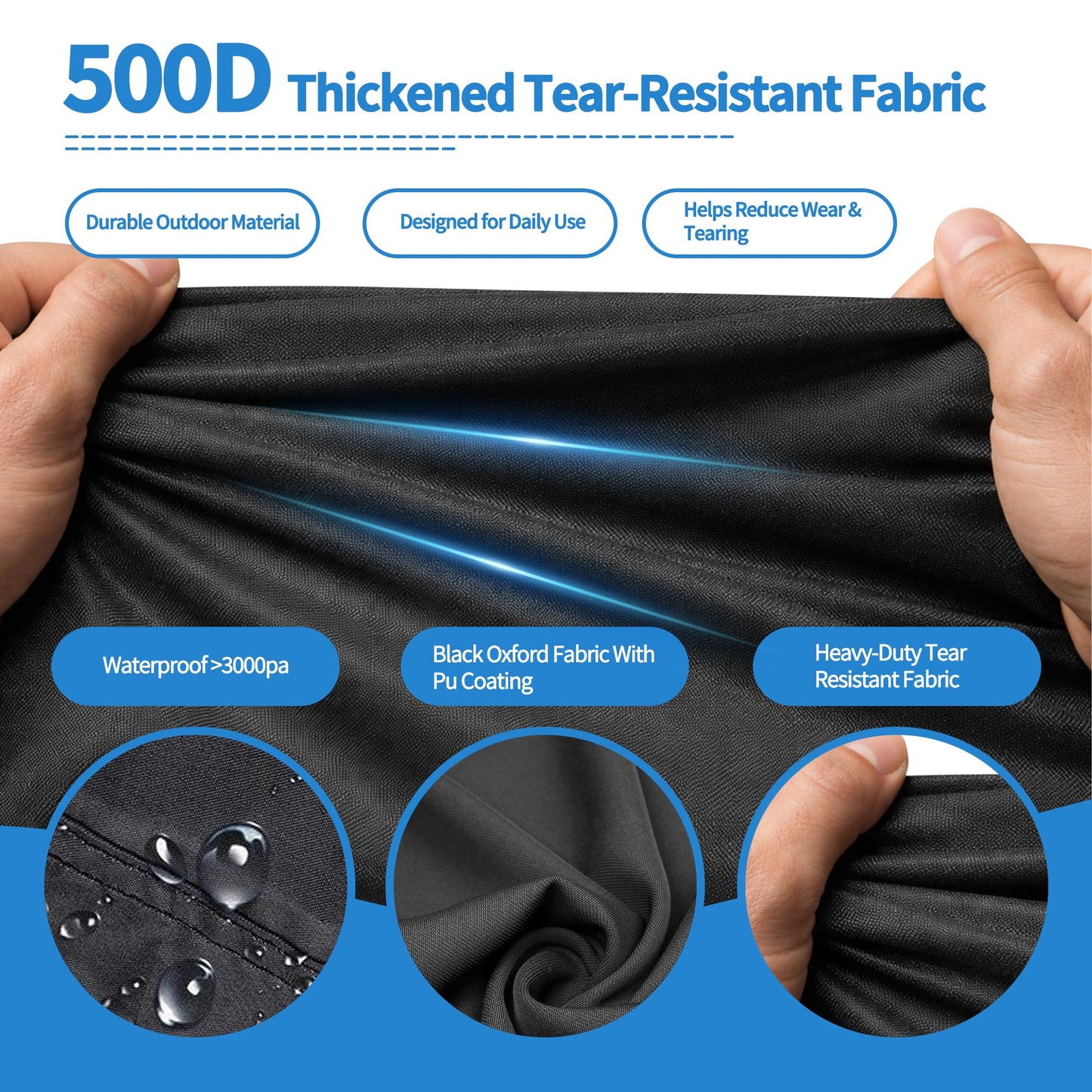 Round Pool Cover for above ground Swimming pools, Heavy Duty Oxford Fabric, Tear Resistant, Ideal for Circle & Round-shaped Pool, Waterproof and Dustproof (12FT, Black)
