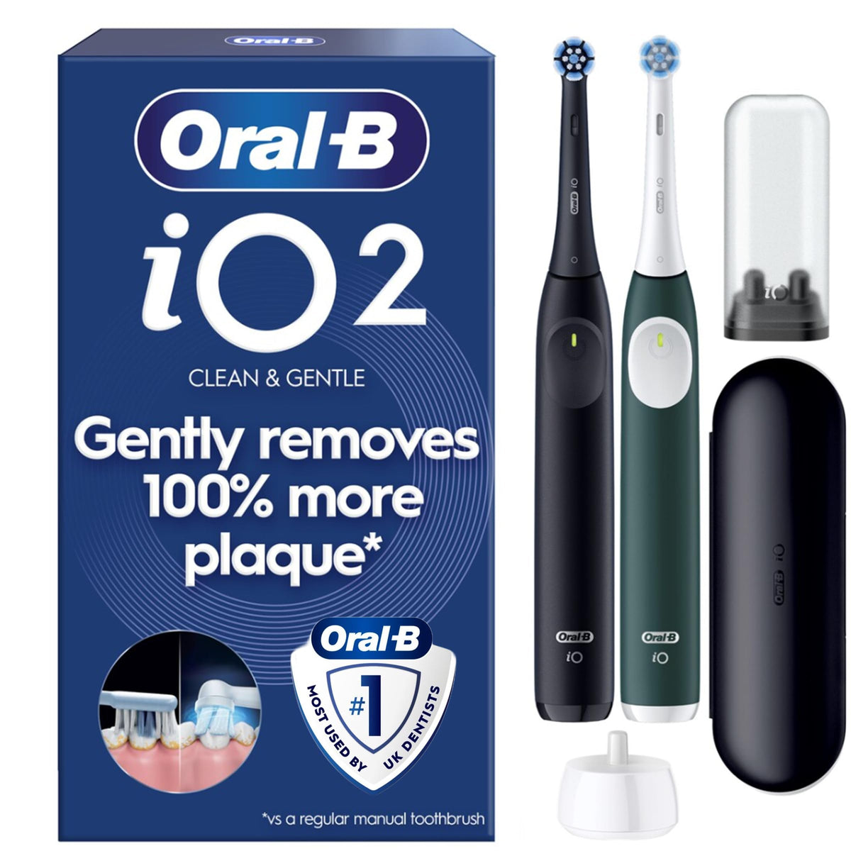 Oral-B iO2 Electric Toothbrush for Adults, Night Black, with Travel Case