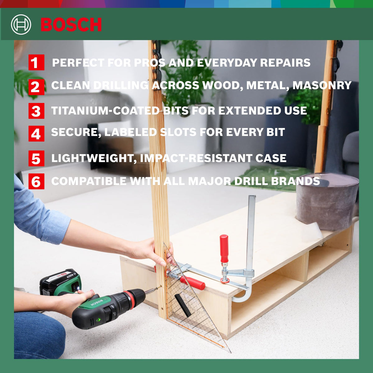 Bosch 34pc. X-Line Drill and Screwdriver Bit Set (for Wood, Masonary and Metal, Accessories Drill and Screwdriver)