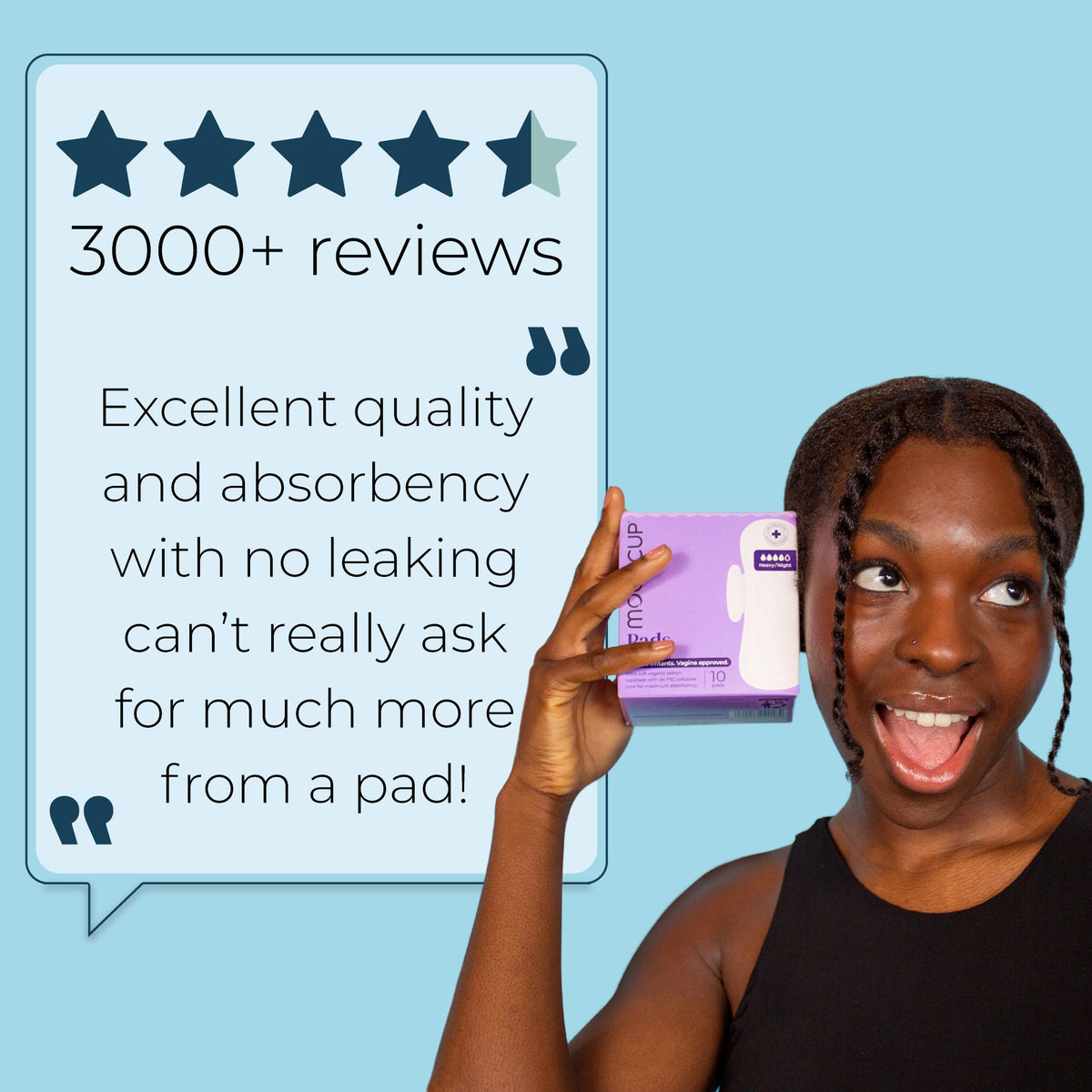 Mooncup Pads with Wings - Biodegradable Pads Made with Organic Cotton for Irritation-Free Period Care - Leakproof, Plastic-Free, Highly Absorbent Protection for Sensitive Skin - (20) Heavy/Night