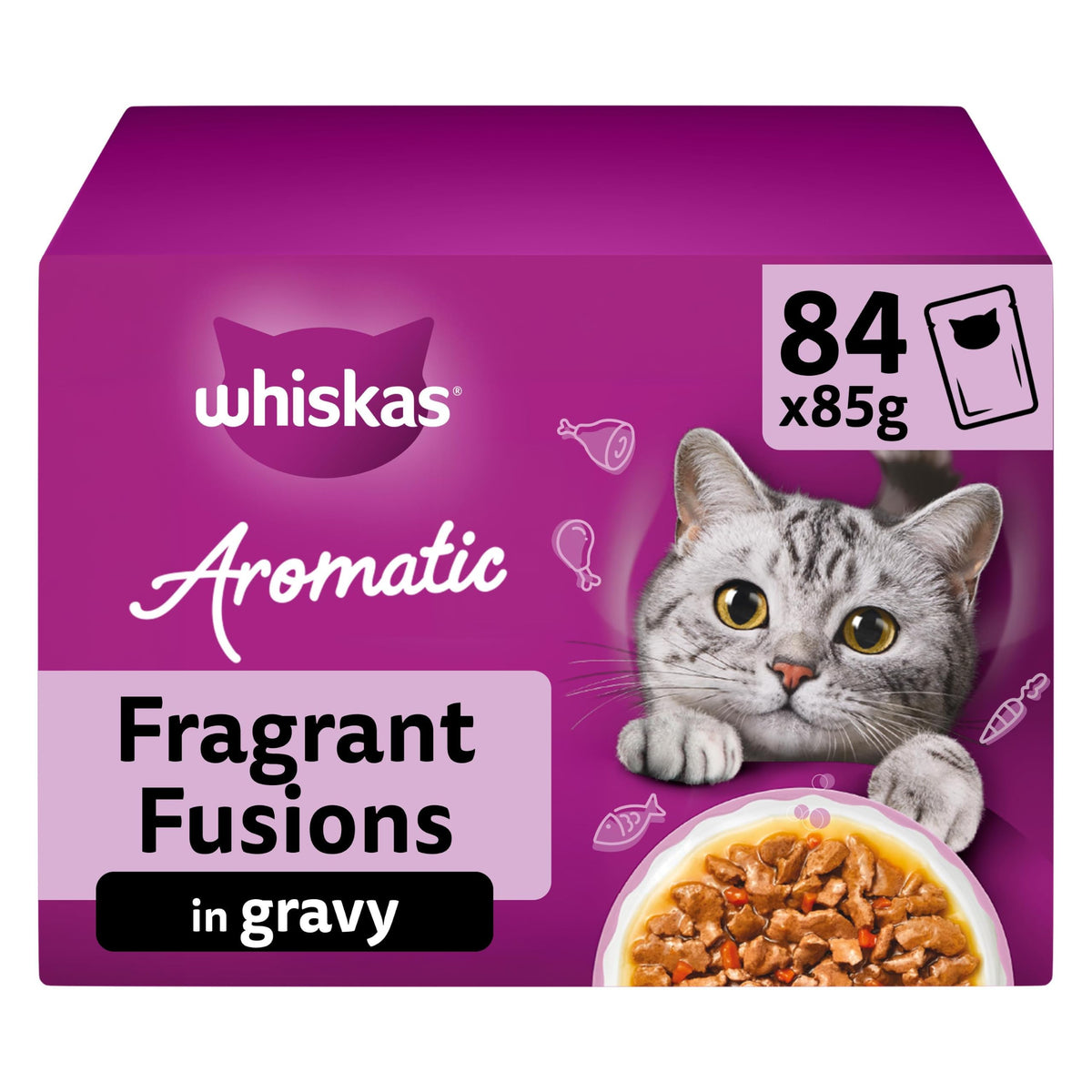 WHISKAS AROMATIC Adult Wet Cat Food in Gravy 40x85g Fragrant Fusions