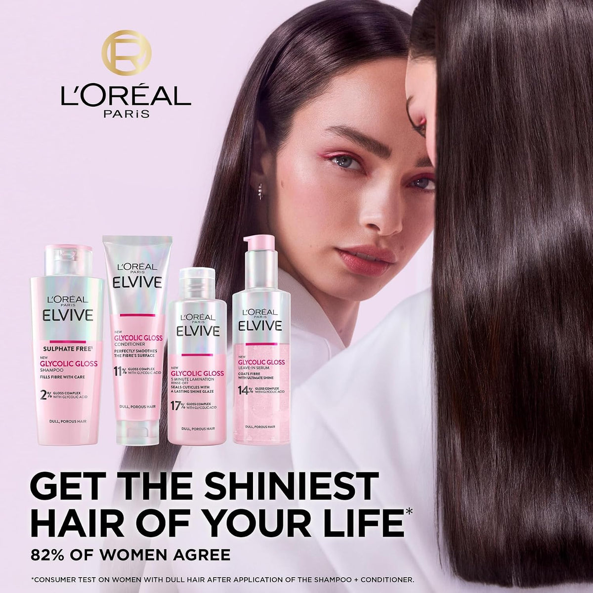 L'Oréal Paris Elvive Glycolic Gloss Shampoo, Conditioner & Treatment Set