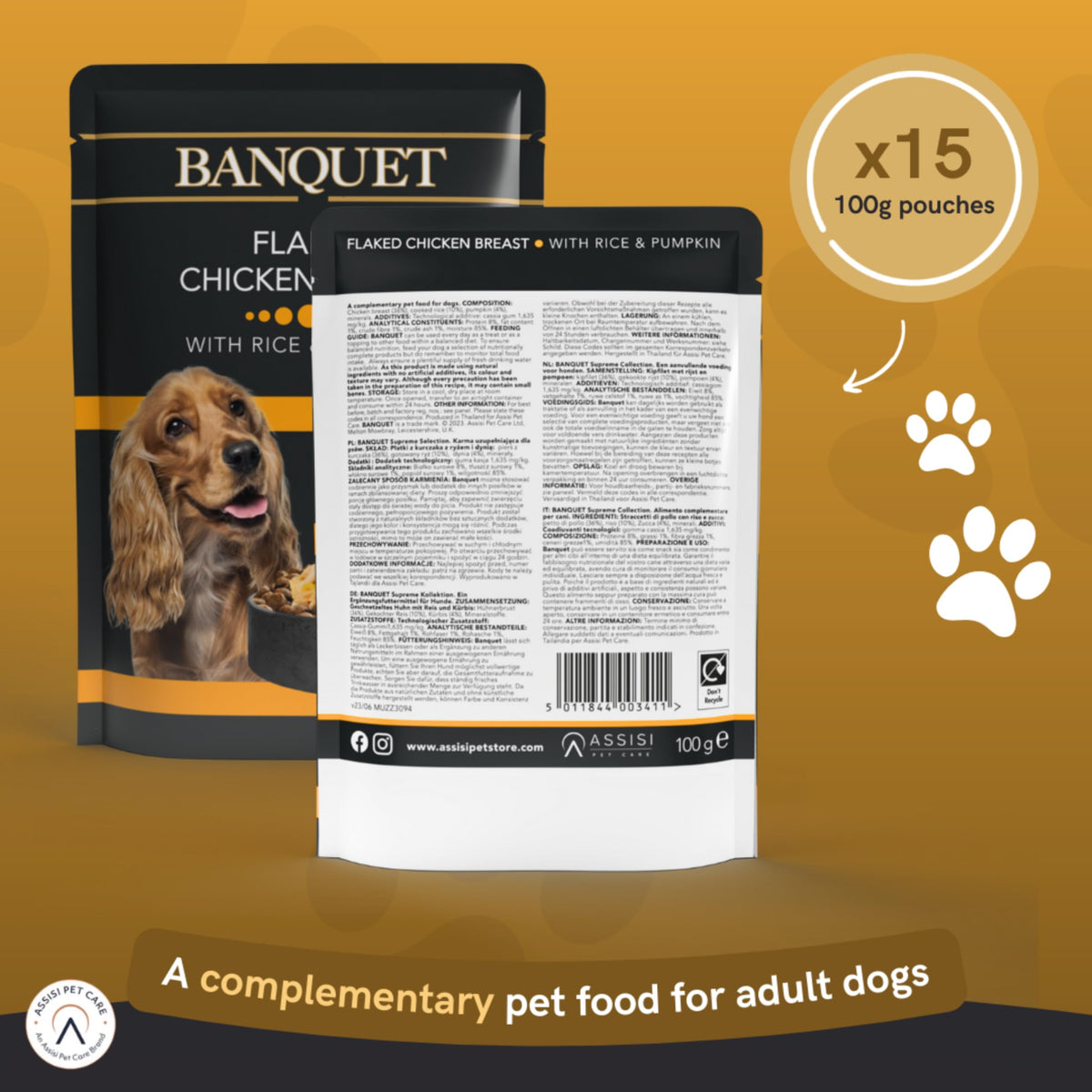 HiLife Banquet Adult Wet Dog Food, Mixed Multipacks Classic Collection & Supreme Selection, Made with 100% Natural Ingredients (36 Pouches x 100g)