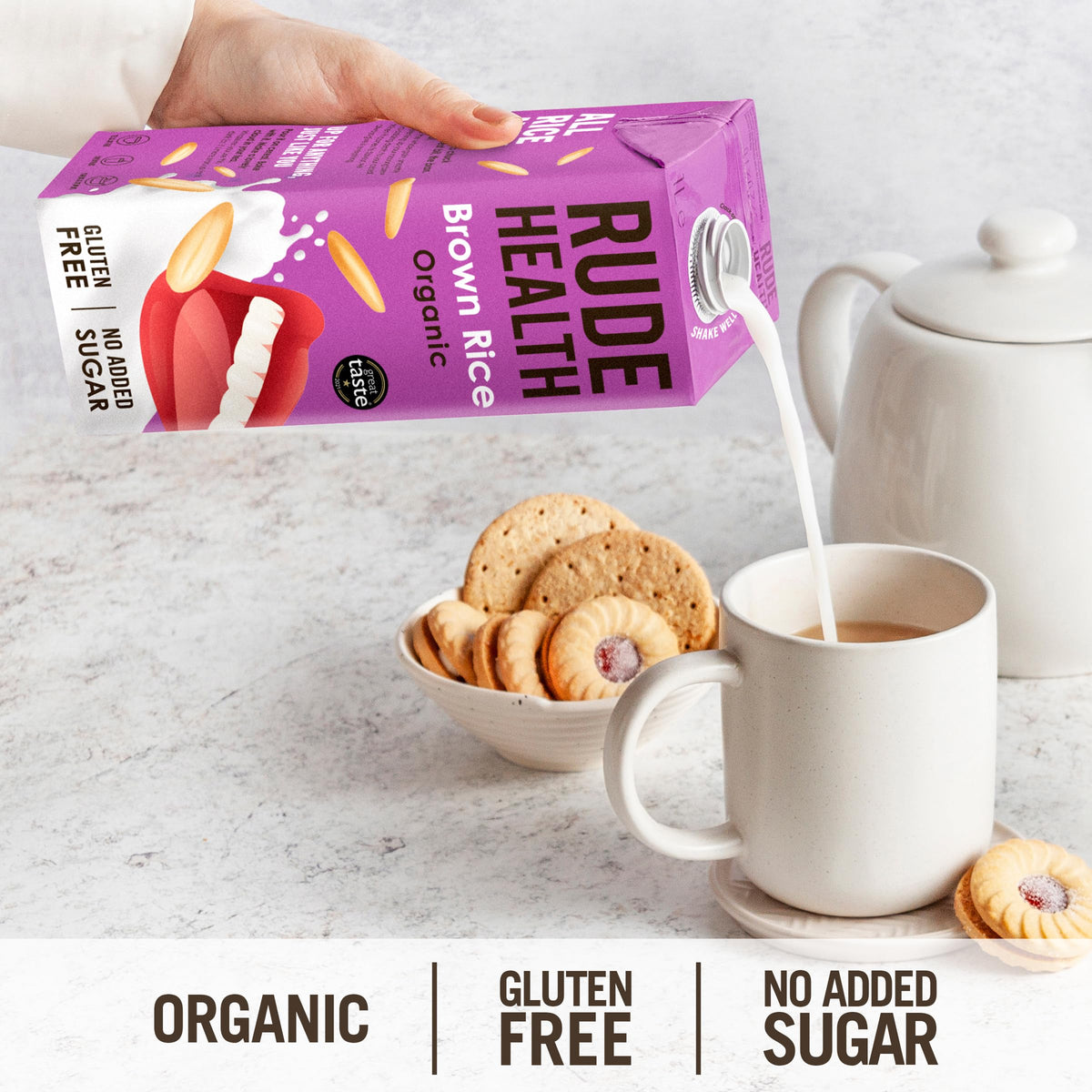 Rude Health 6 x 1 Litre Organic Oat Dairy-Alt Milk, 100% Natural Organic Drink, Lactose Free, Dairy Free & Gluten-Free, No Added Sugar, Award-Winning, Healthy & Vegan, 100% Recyclable Packaging