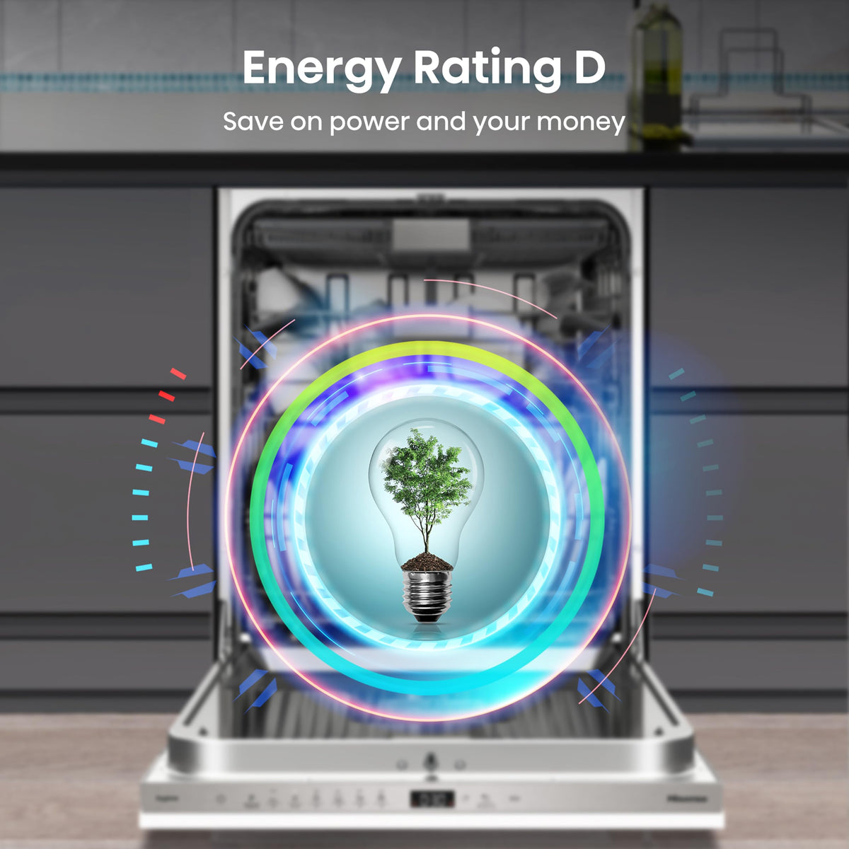 Hisense Fully Integrated Standard Dishwasher - Silver with Fixed Door Fixing Kit HV623D15UK - D Rated