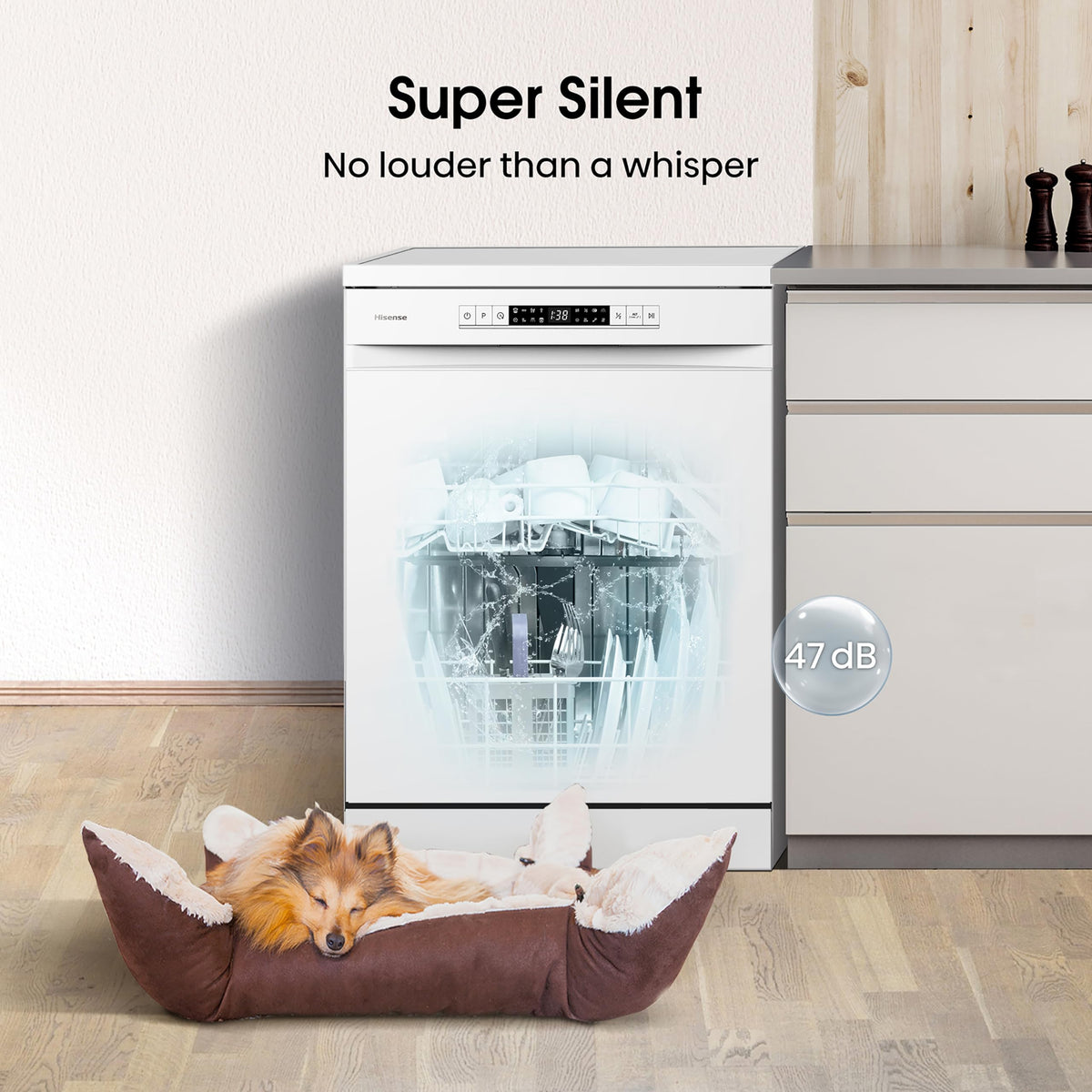 Hisense HS523E15WUK Slimline 10 Places Free Standing Dishwasher White with 30 Minutes Quick Wash [Energy Class E]