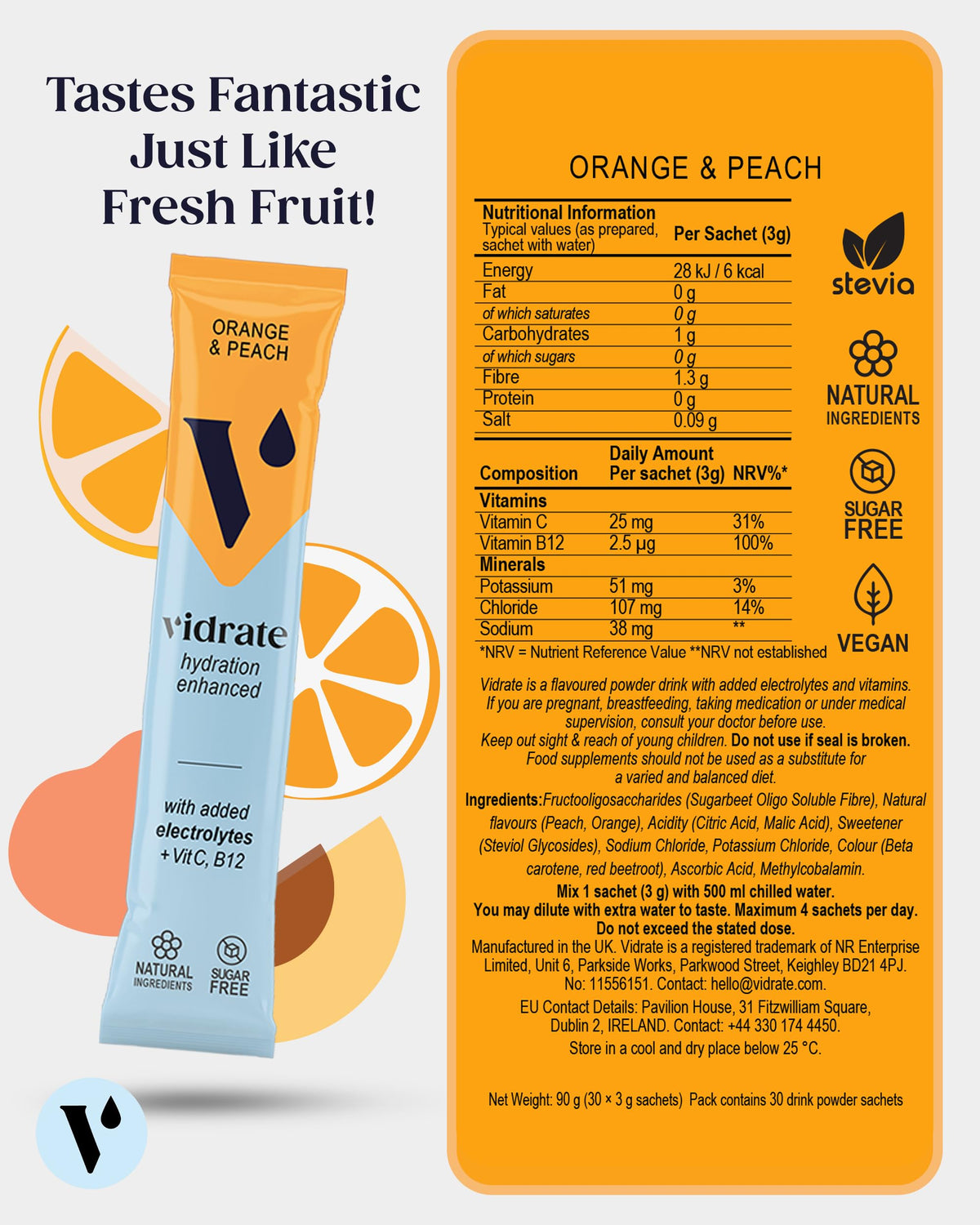 Vidrate Electrolytes Powder, Mixed Berry Variety Pack, 30 Sachets