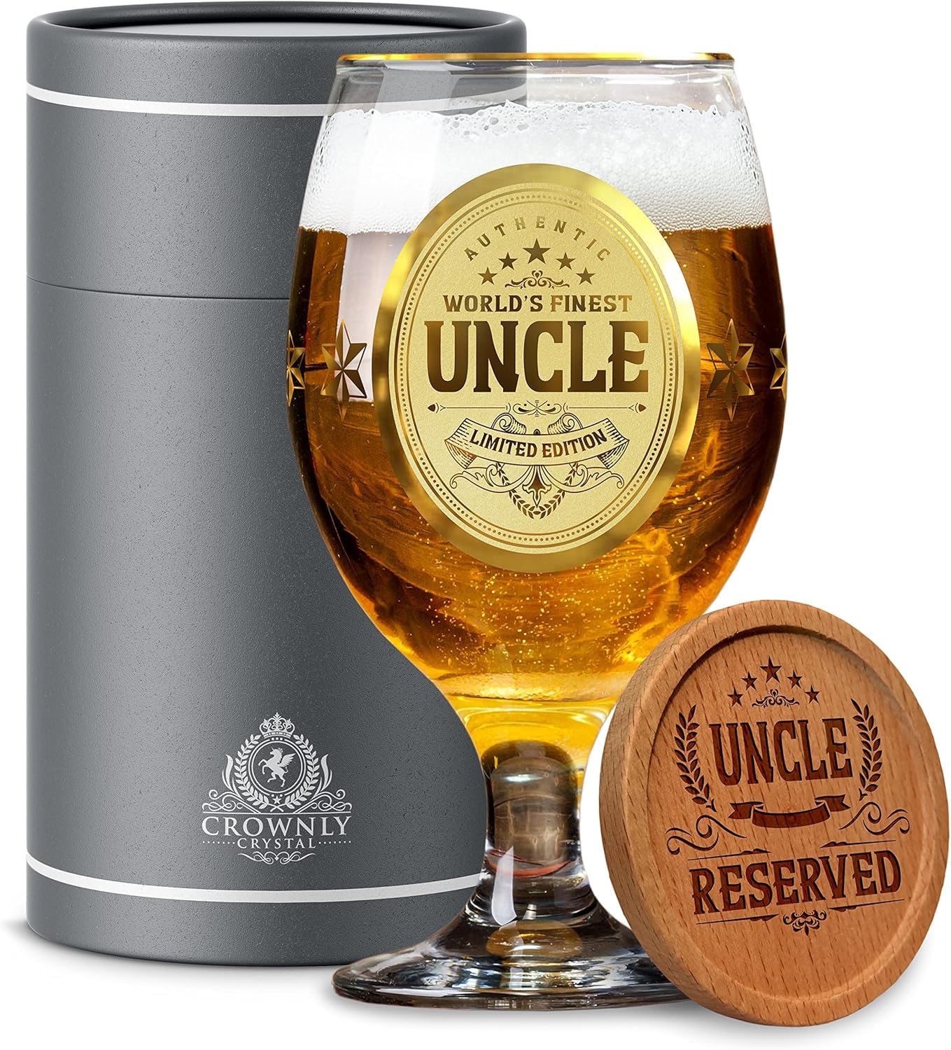 Crownly Crystal® Gold Birthday Gifts: Dad's Beer Glasses