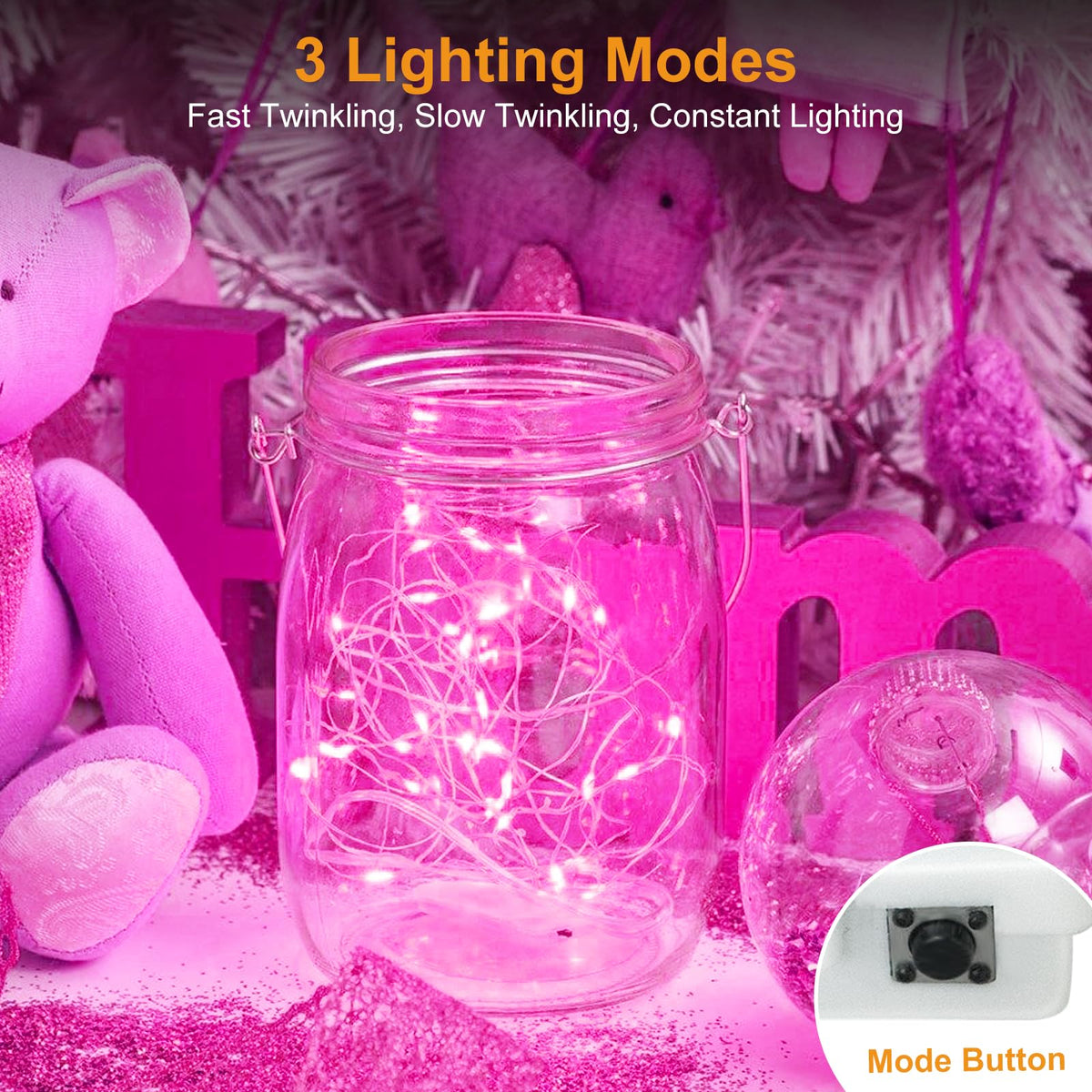 btfarm 12 Pack 3 Modes Fairy Lights Battery Operated, 2M 20LED String Light