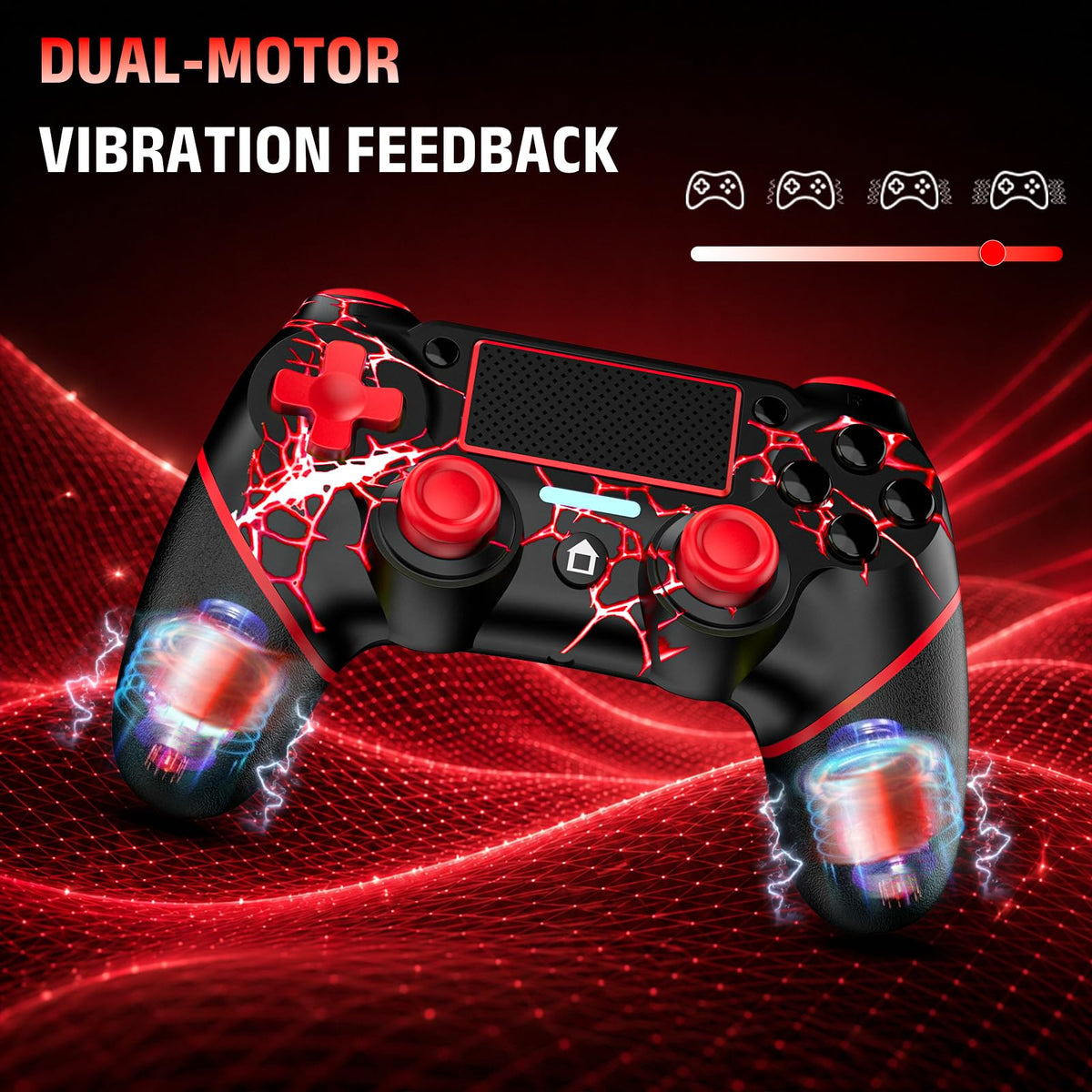 Reddening for PS4 Controller 2 Pack, Controller PS4 for PS4/Pro/Slim/PC, Gamepad Joystick with Turbo/Back Button/Dual Vibration/6-Axis Gyro Sensor/Touch Panel (2 printed purple)