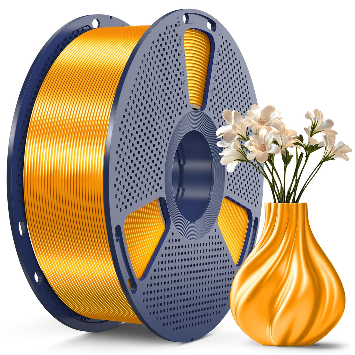 SUNLU Silk PLA+ Filament, Shiny Metallic Silk 3D Filament 1.75mm