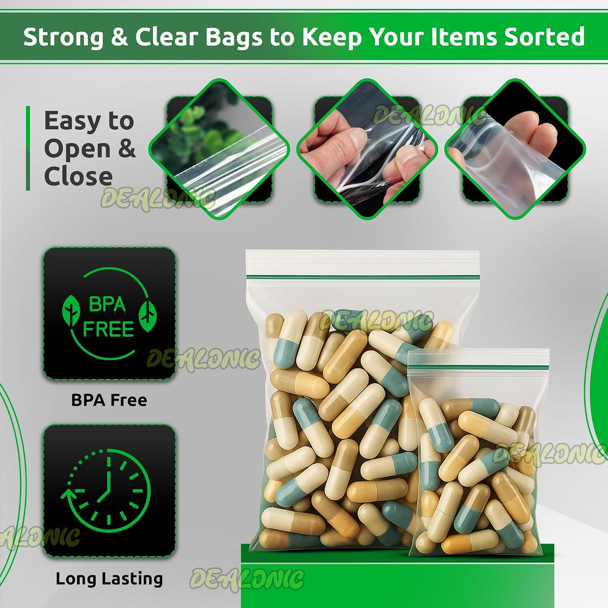 Grip Seal Resealable Zip Lock Bags 100 Pack (30mm x30mm) Small Transparent Plastic Zipper Gripseal Bags for Jewellery, Coins, Screws, Beads, Buttons & Tiny Item Storage