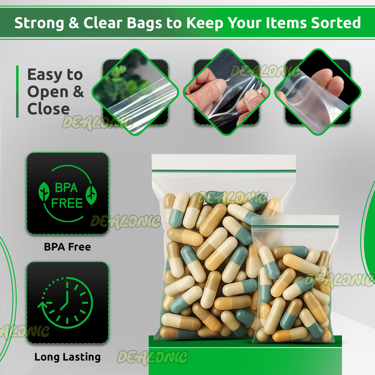 Grip Seal Resealable Zip Lock Bags 100 Pack (30mm x30mm) Small Transparent Plastic Zipper Gripseal Bags for Jewellery, Coins, Screws, Beads, Buttons & Tiny Item Storage