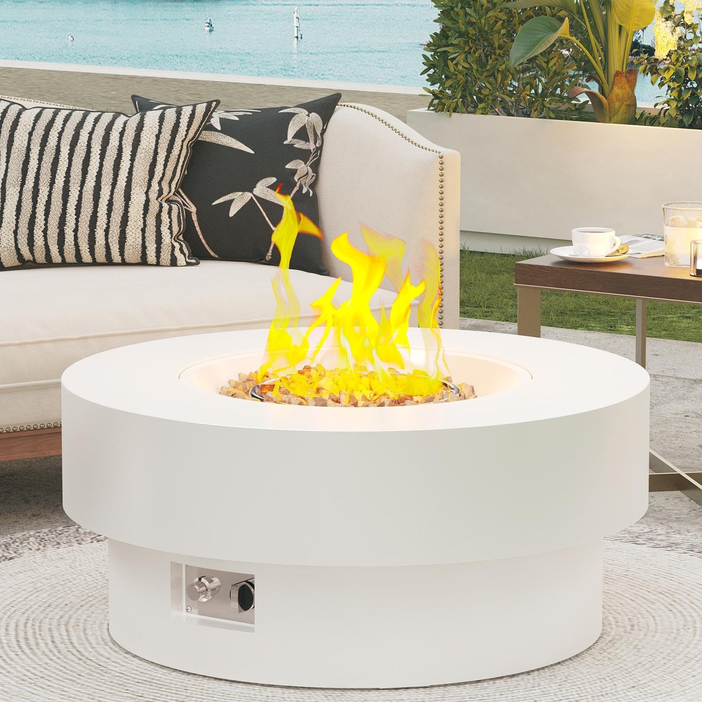 Smokeless Fire Pit with Removable Ash Pan, Fire Pits for Garden Wood Burning, Portable Camping Firepit, for Backyard Patio, Stainless Steel, Waterproof Bag & Poker Included, 50 x 38cm, Silver