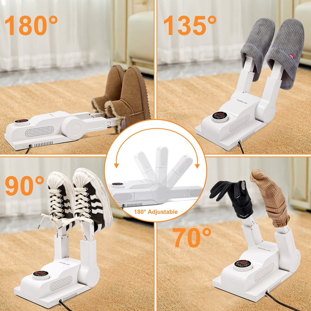 FORLIM Shoe & Boot Dryer for Work Boots, 3 Temp Modes, 24H Delay, Black