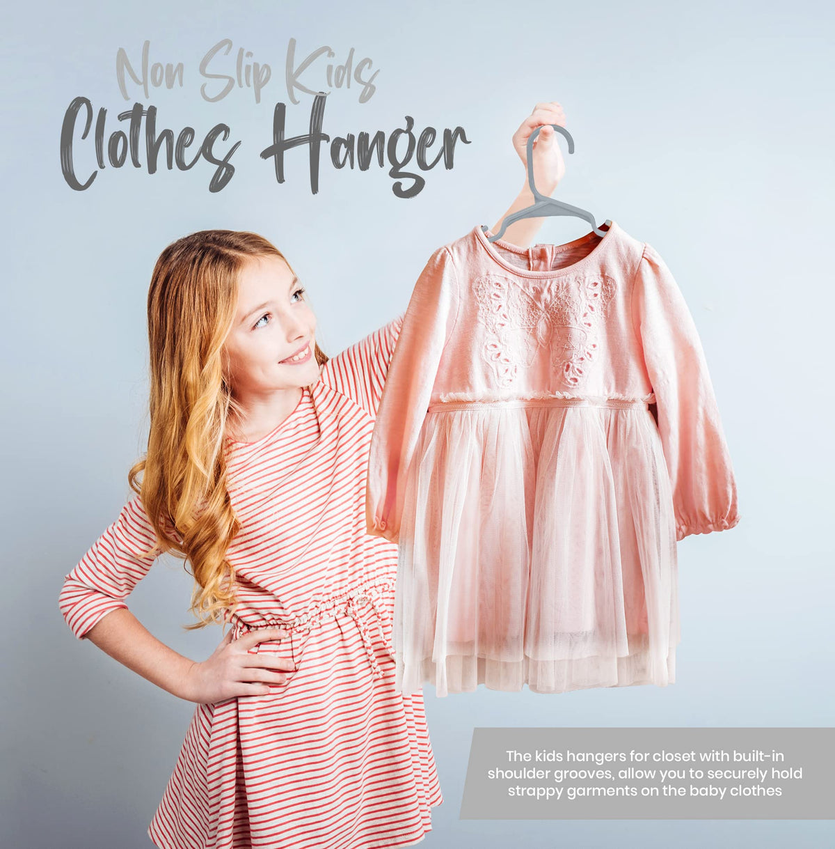 Utopia Home 20pcs Kids Hangers - 28cm Plastic Baby Hangers for Closet - Kids Hanger for Clothes and Baby Hanger for Closet - for Daily Standard Use (Grey)