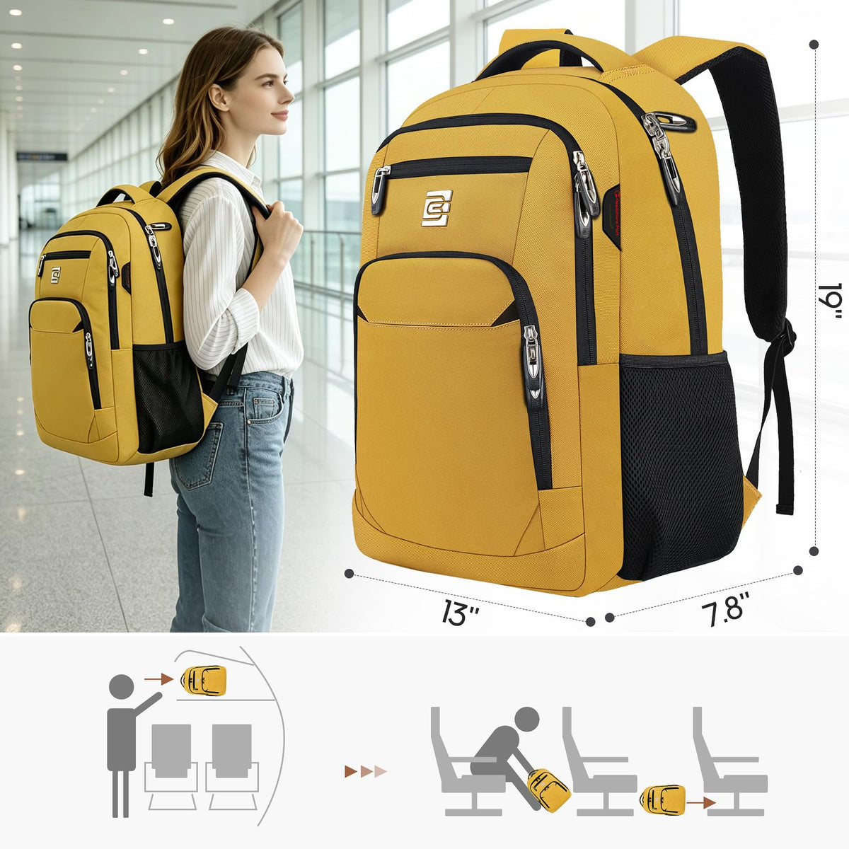 KASIBON Laptop Backpack for Men, Anti-Theft Travel Backpack Business