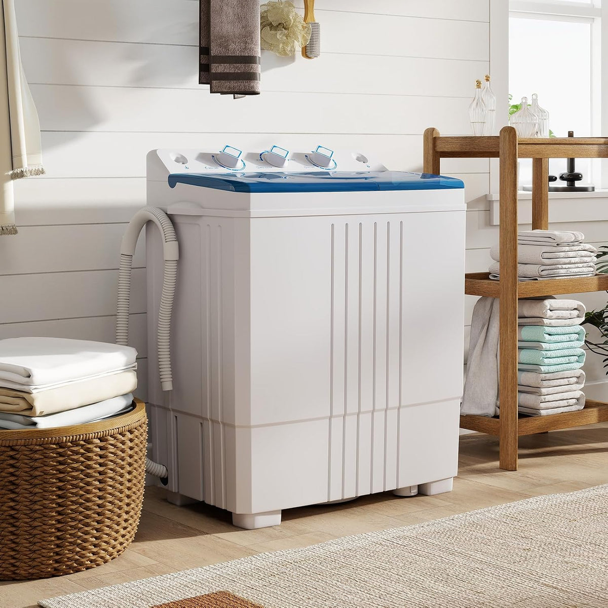 TANGZON Twin Tub Washing Machine, 8KG Portable Washing Machine Spin Dryer