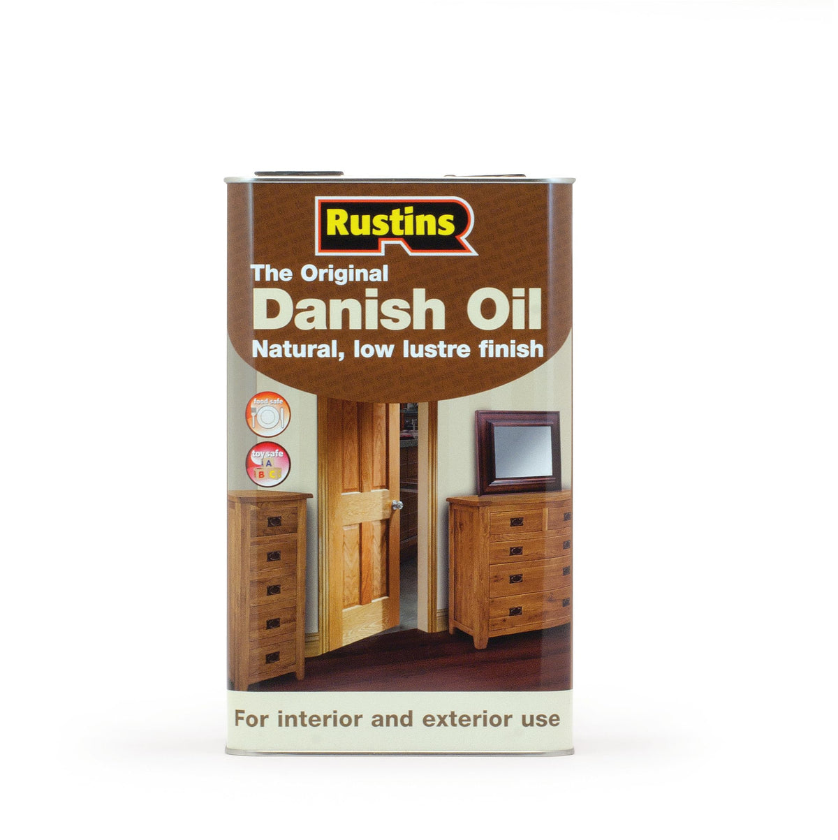 Rustins Danish Oil 2.5L - Original Clear Wood Finishing Oil for Furniture, Worktops & Oak - Food-Safe, Rich Natural Glow