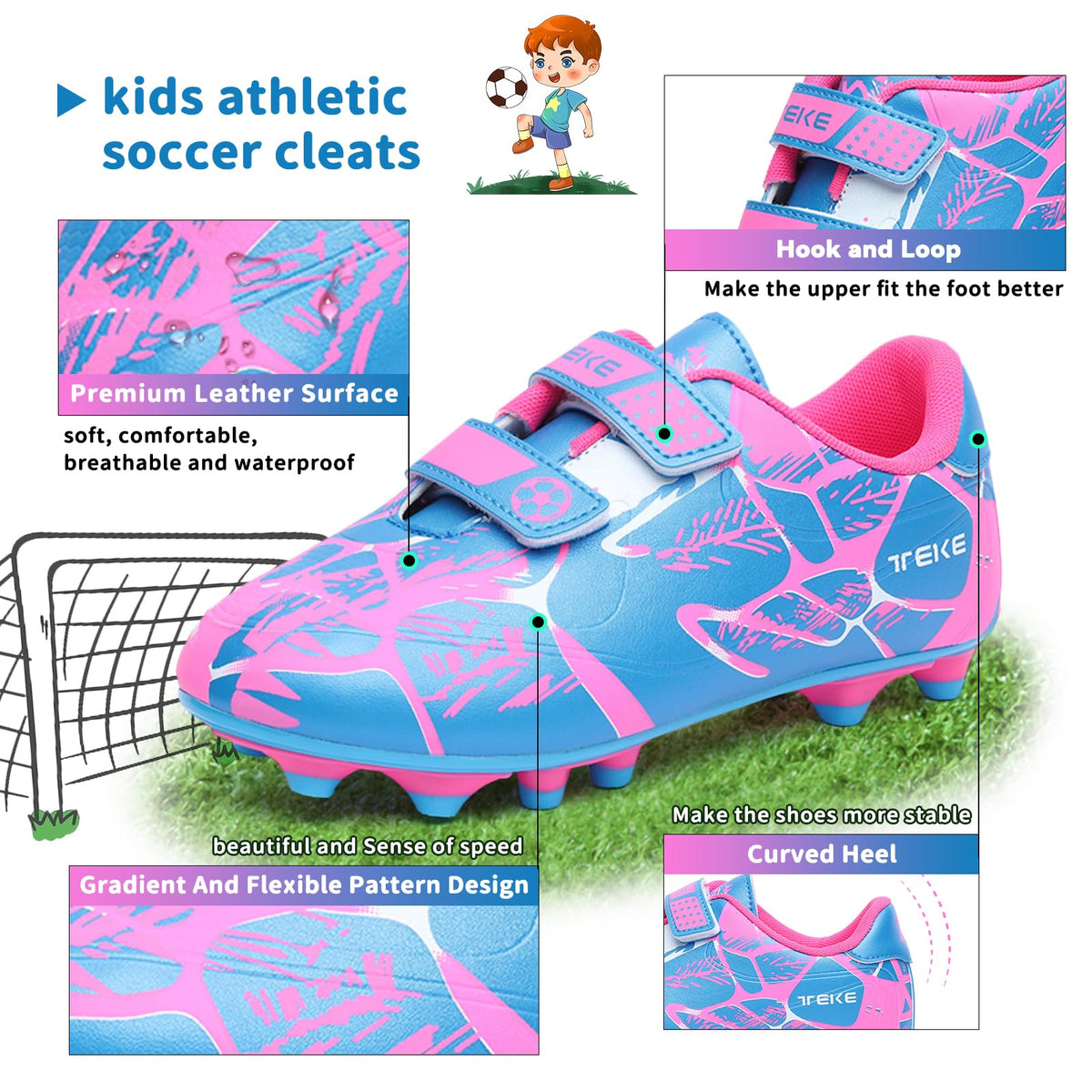 Boys Football Boots Shoes Kids Girls FG/AG Soccer Athletics Training Sport Running Shoes Profession Competition Teenager Indoor Outdoor Cleats Sneakers for Unisex