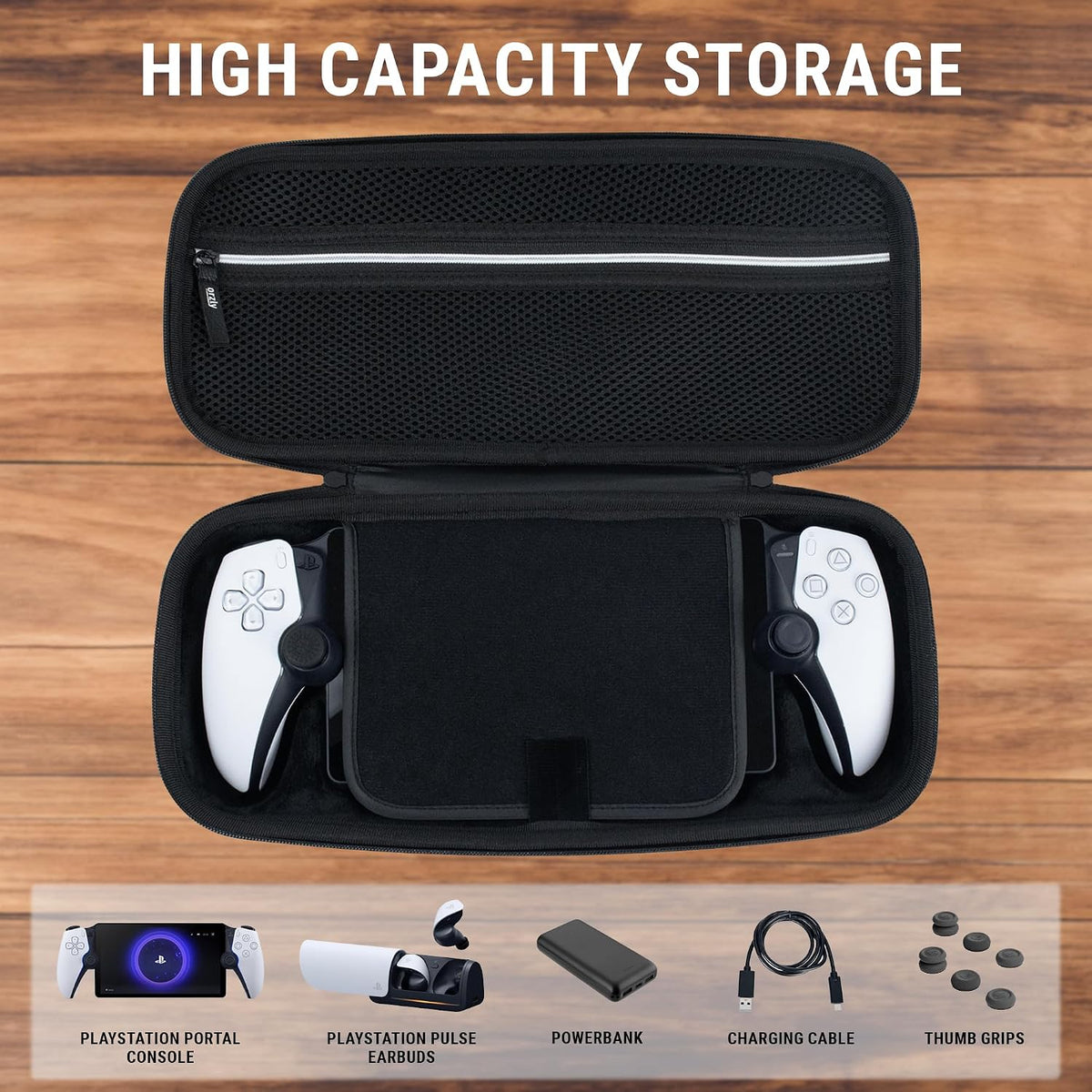 Carry Case designed for Playstation Portal remote player for PS5 Console holds accessories and offers Travel and Storage Protection for headset charger headset & more - Black/White - Gift box edition