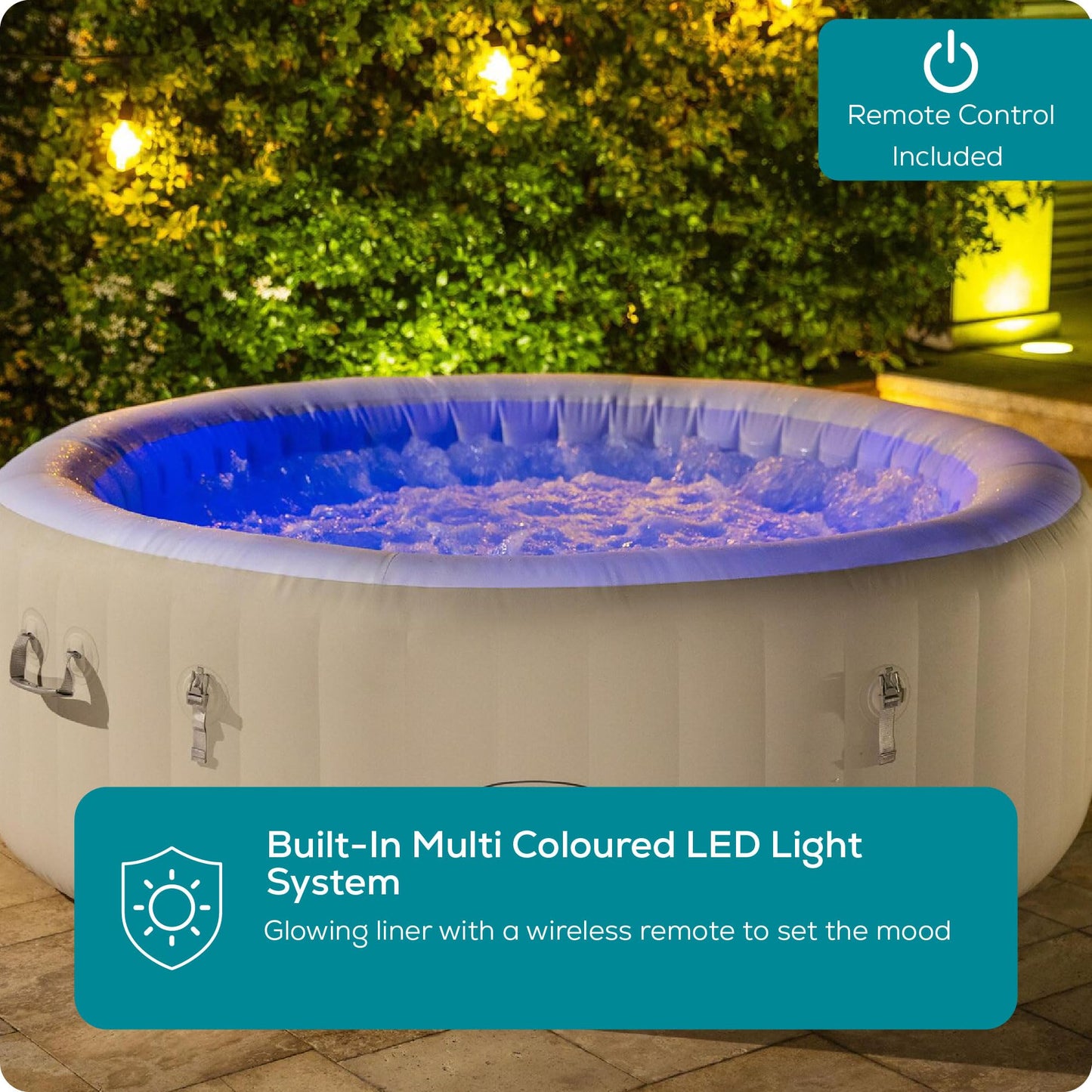 Lay-Z-Spa Paris Luxe AirJet Inflatable Hot Tub with 140 AirJets, LED Lighting System, FreezeShield, Energy-Saving Timer & Ultra-Durable TriTech Construction, Fits Up to 6 People