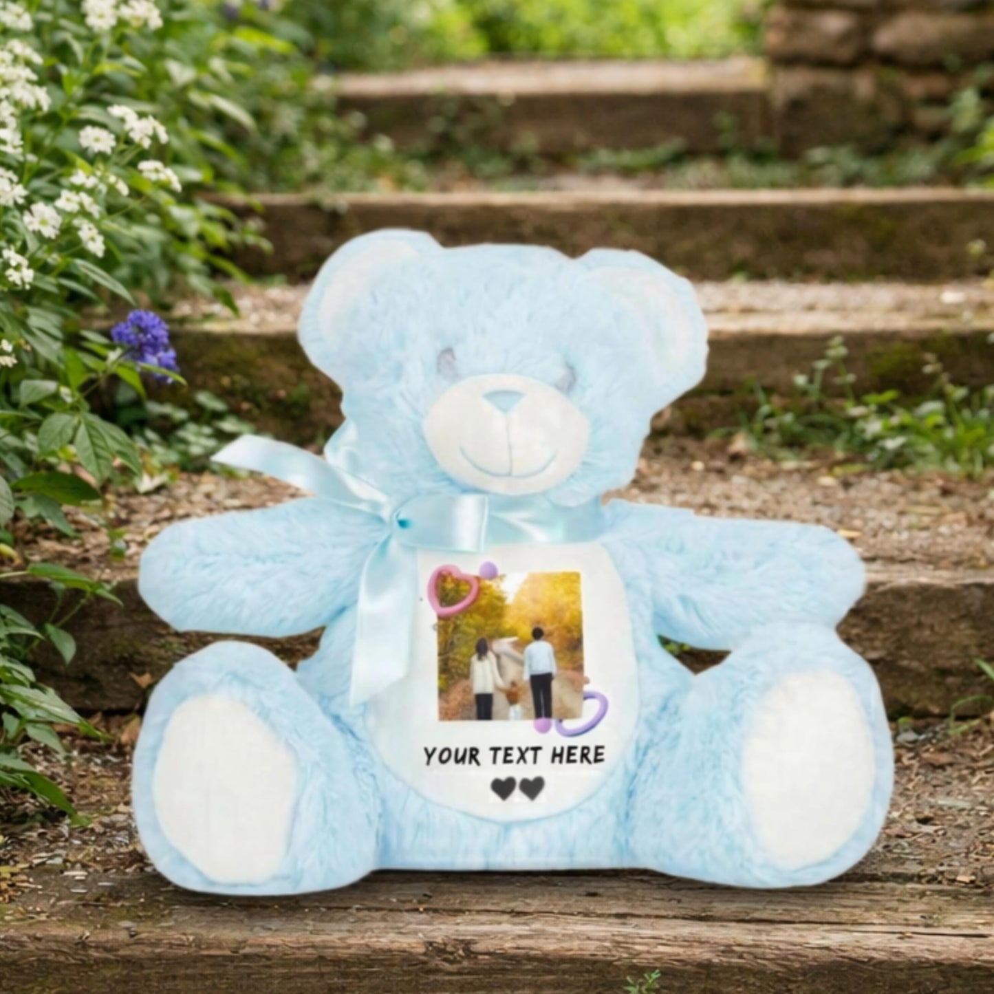 Personalized Teddy Bear with Photo and Text, Custom Plush Toy, Polyester, Memory Keepsake Soft Toy for Kids and Couples (Light Brown Teddy)
