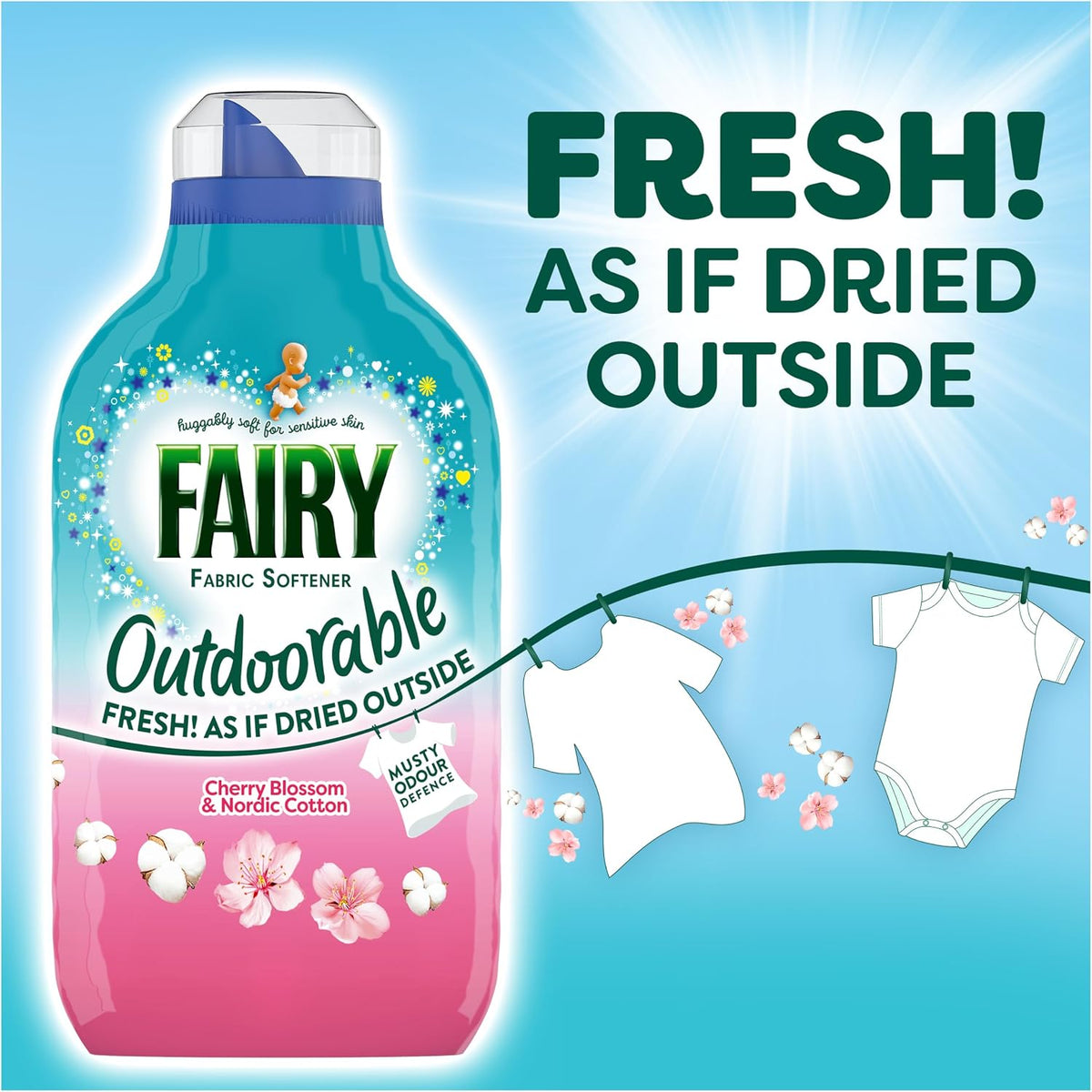 Fairy Outdoorable Fabric Softener, Cherry Blossom & Nordic Cotton, 105W