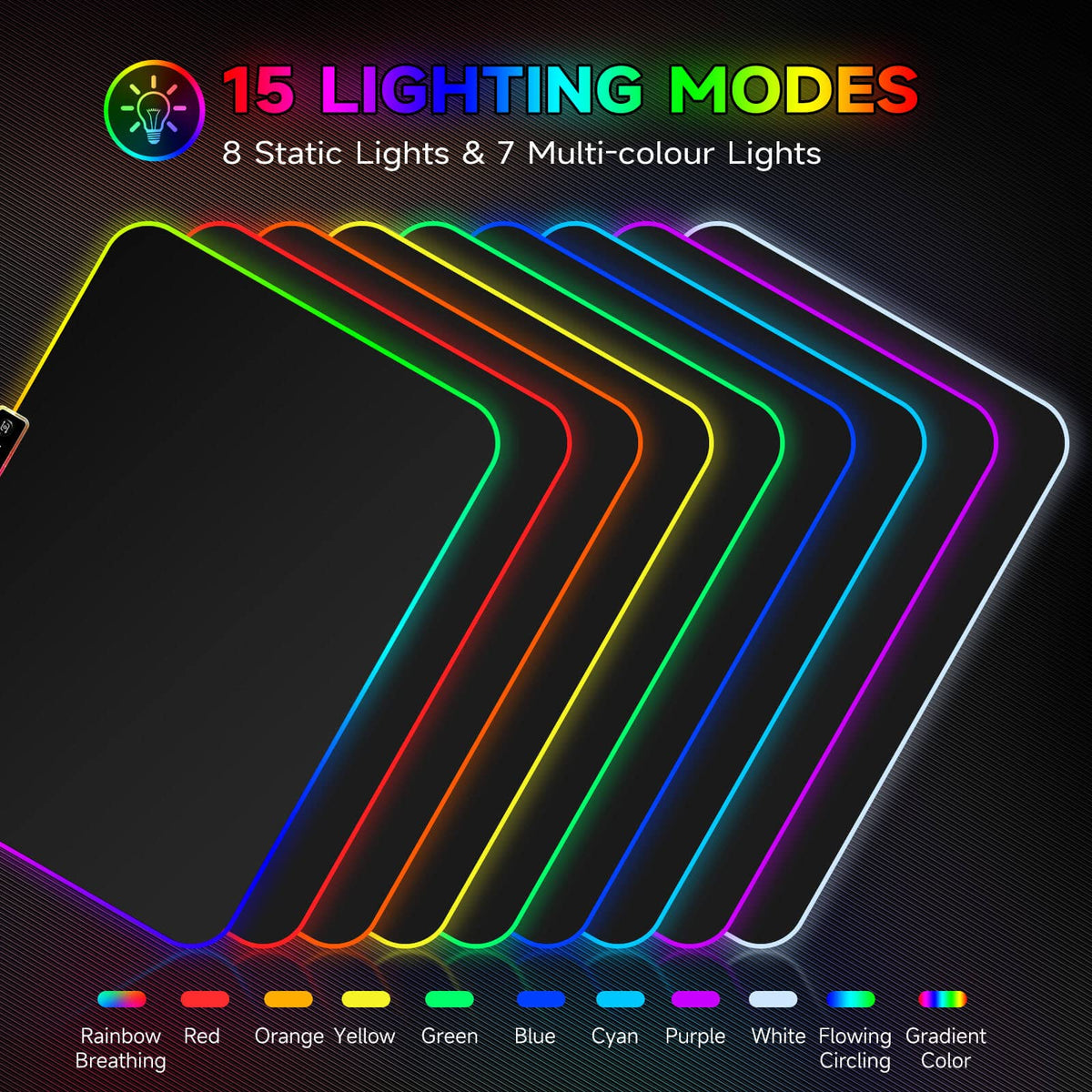 Hcman Charging RGB Gaming Mouse Pad - Wireless 15W Mousepad LED Extra Large