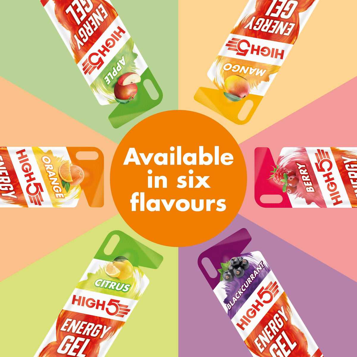HIGH5 Energy Gels, Running Gel for Fast & Sustained Energy, Mixed, 8 x 40g