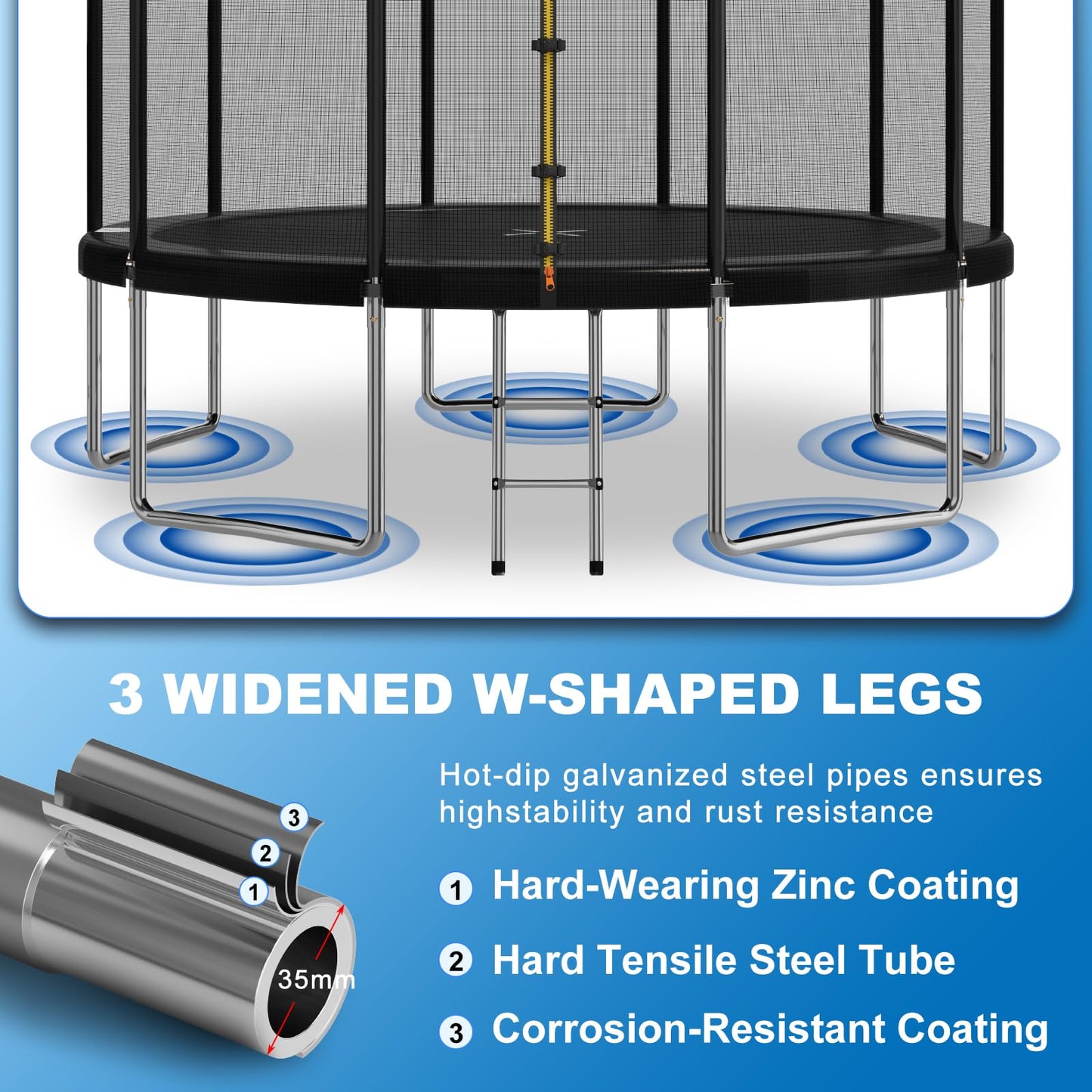 Devoko 7.5ft Rectangular Garden Trampoline with Safety Net — 42 Springs, Padded Edges