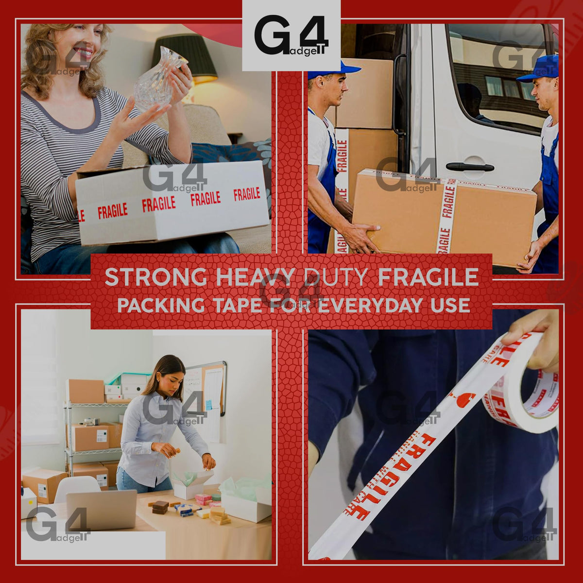 G4GADGET Pack of 3 Clear Packing Tape - Heavy Duty Transparent Tape 48mm x 66m - Ideal for Moving, Packing Boxes, and Secure Packaging