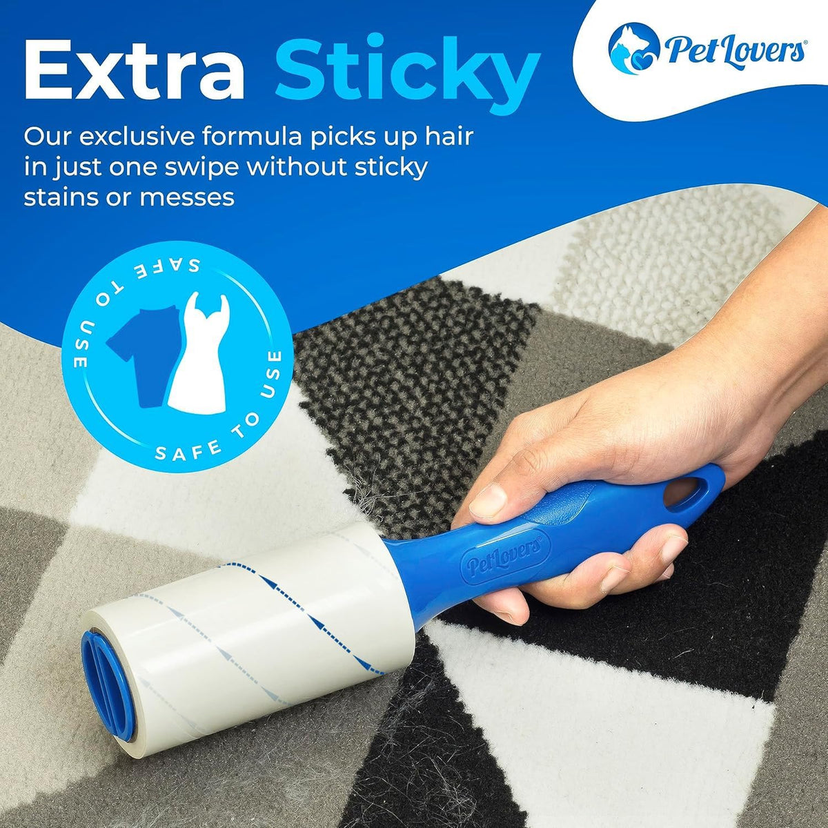 PetLovers Extra Sticky Lint Roller Mega Value Set 450 Sheets for Pet Hair Removal Dog and Cat Lint Remover 5 Pack