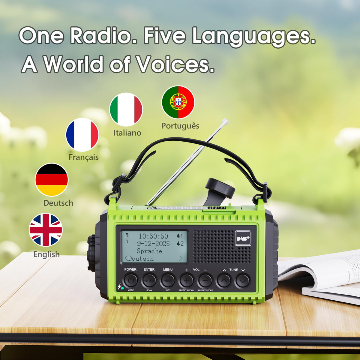 ROCAM Wind up Radio Solar, Battery, Torch, Portable DAB Radio