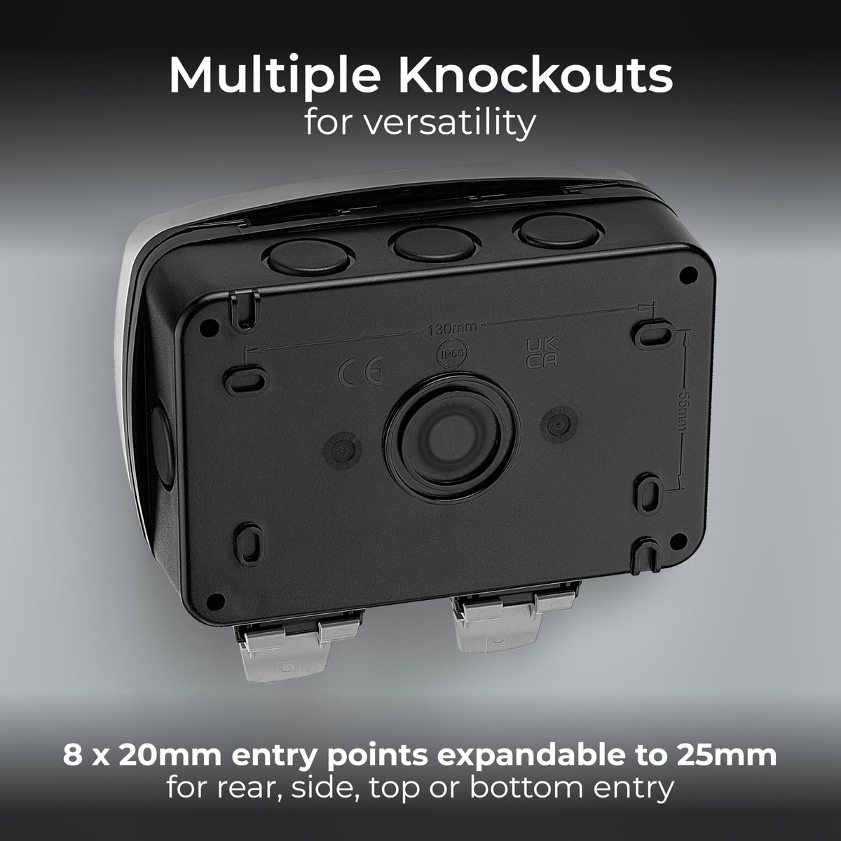 BG Electrical Outdoor Double Switched Power Wall Plug Socket, Weatherproof, Nexus Storm, Grey, 13A, IP66 Rated, WP22