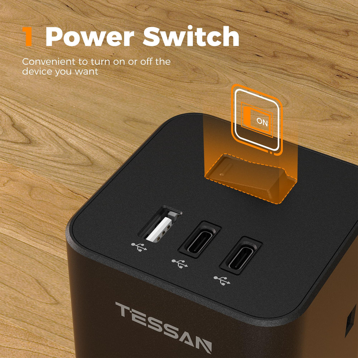 TESSAN Tower Extension Lead with USB C Slots