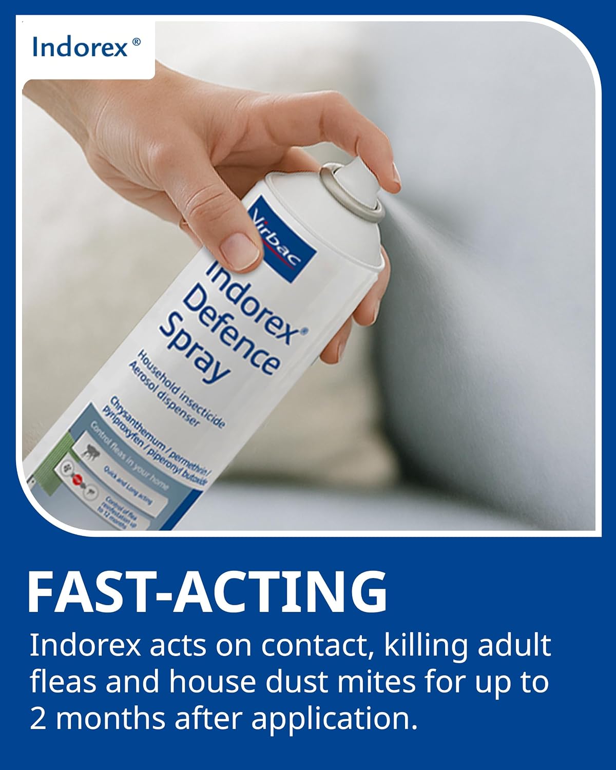 Virbac Indorex Defence Flea Spray for the Home | Kills Fleas | 2 x 500ml