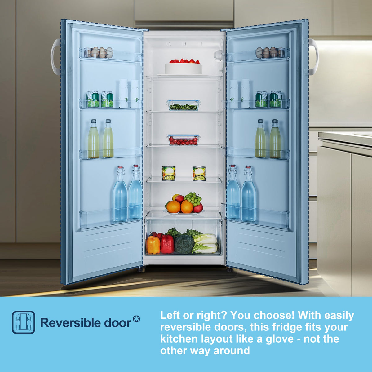 Fridgemaster MTZ55153E Freestanding Upright Freezer, 165 Litres, 143 cm Tall, 4 Star Freezer Rating, 55cm width, E Rated in White