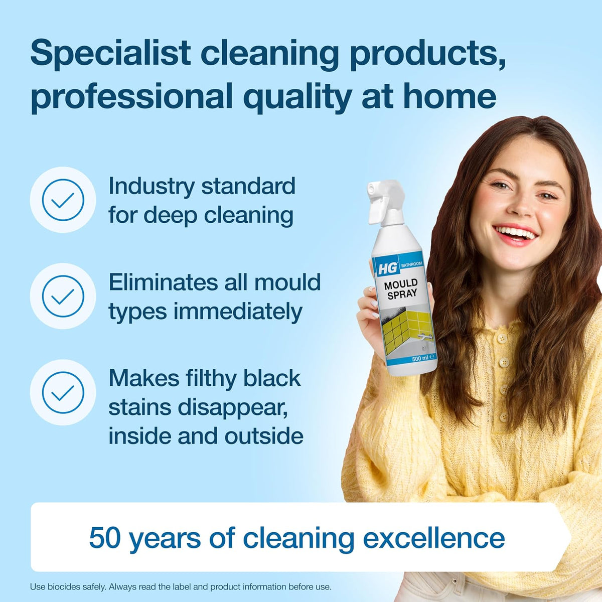 HG Mould Remover Spray | Kills Black Mold & Mildew on Walls & Tiles | 500ml