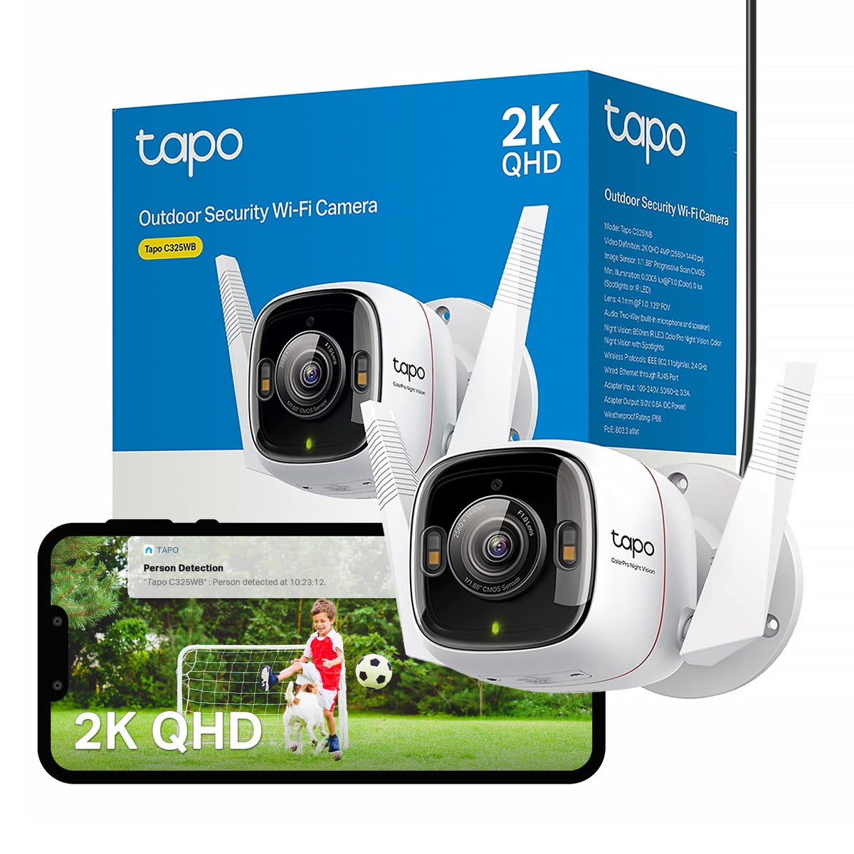 Tapo C216 2K 3MP Pan/Tilt Indoor Outdoor Security Camera Spotlights Camera