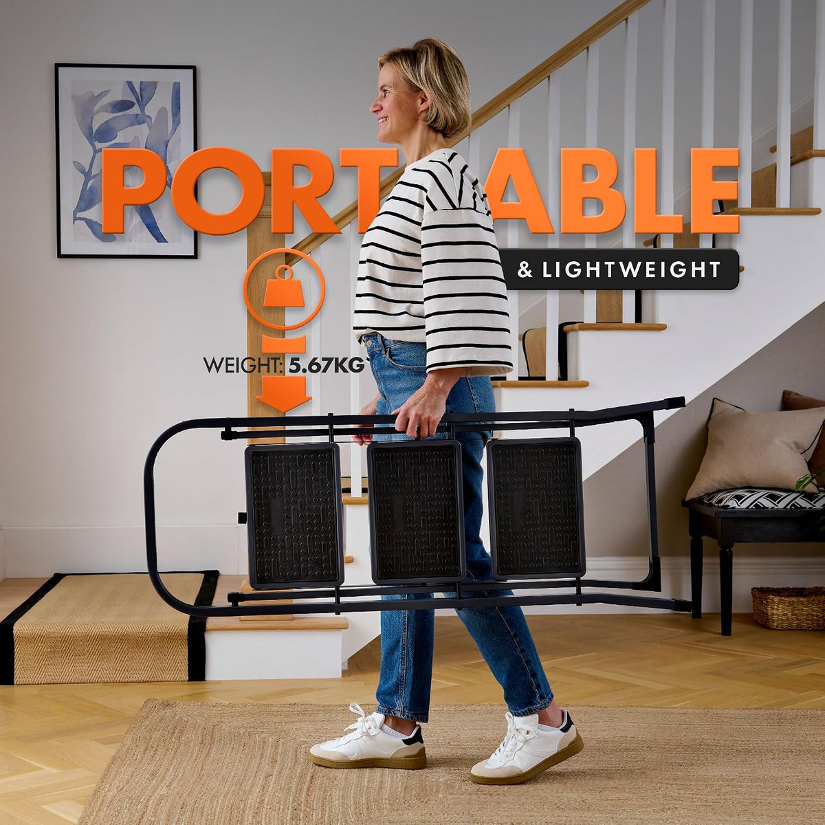 VonHaus 3 Step Ladder – Premium Quality Folding Step Ladder for DIY and Gardening - Anti Slip Feet, Easy to Store Ladder, 150KG Max Capacity - Durable Steel