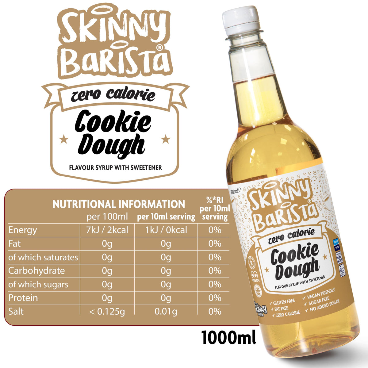 Skinny Food Co Butterscotch Syrup Zero Calorie 1L - Sugar Free Coffee Syrup