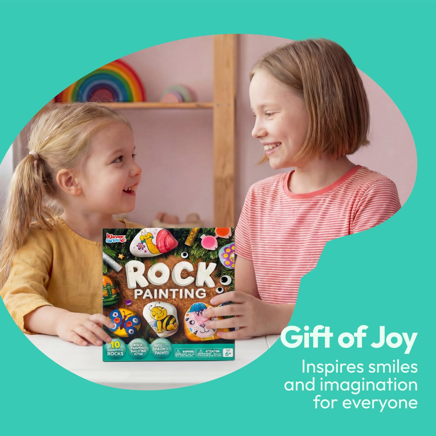 JOYIN Klever Kits Rock Painting Kit, Creativity Arts & Crafts, DIY Supplies,Spring Crafts for Kids,Decorate Your Own Painting Craft,Family Outdoor Indoor Activity Birthday Presents