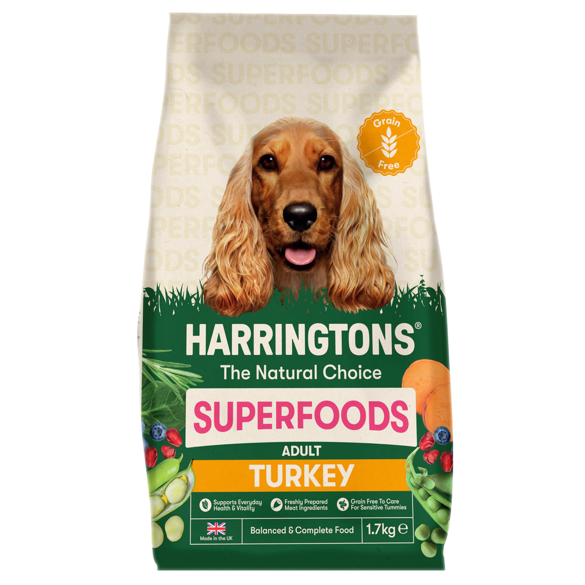 Harringtons Superfoods Complete Grain Free Dry Adult Dog Food Salmon with Veg 12kg - Made with All Natural Ingredients (Packaging may vary)