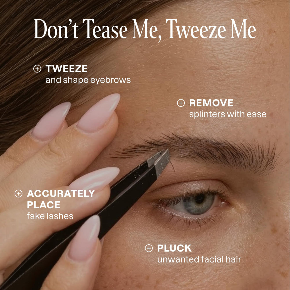 Cliganic Professional Eyebrow Tweezers Slant Tip - Precision for Men & Women, Stainless Steel Best for Plucking Chin Facial Hair