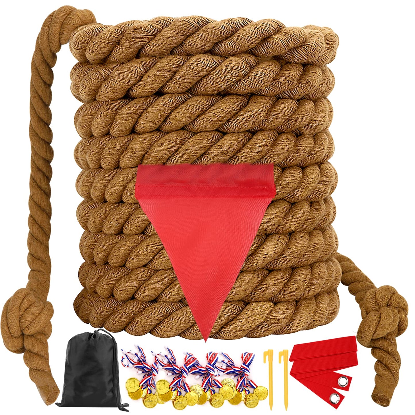 Tug of War Rope 20FT for Kids and Adults, Outdoor Field Day Lawn Yard Family Reunion Birthday Party Games, Outside Backyard Camping Picnic Game,Carnival Games Fun for Team Building Activities